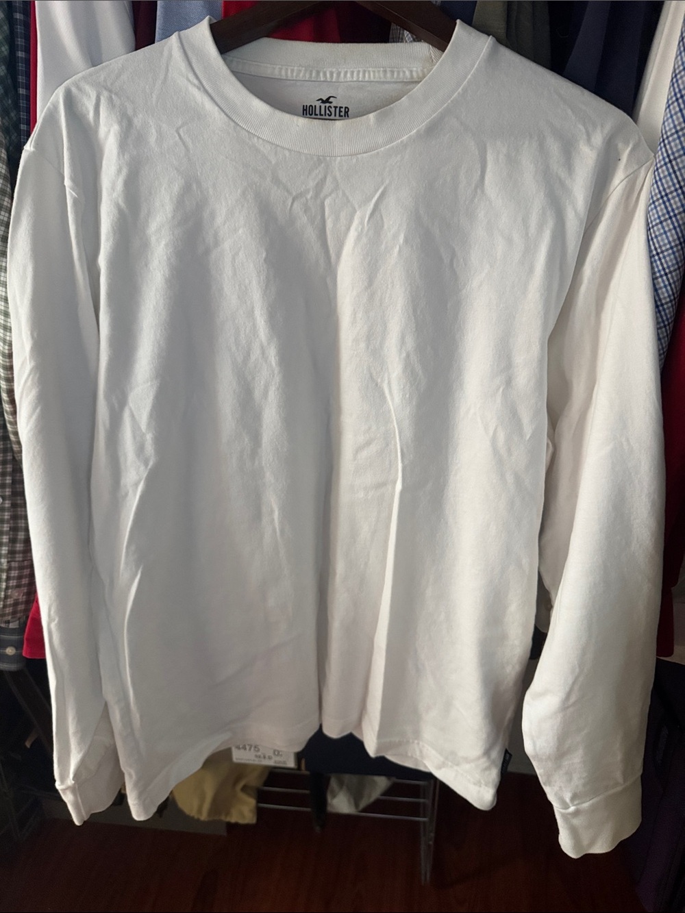 Hollister White Long-Sleeve Crewneck Tee for